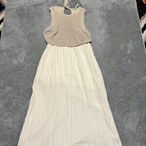Anthropologie Knit Beige and Flowing White Maxi Dress